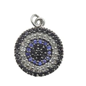 14k White Gold Diamond Sapphire Pendant
